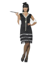 Load image into Gallery viewer, Flapper Costume, Black, with Dress &amp; Fur Stole Alternative View 3.jpg
