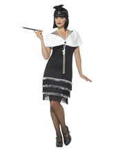 Load image into Gallery viewer, Flapper Costume, Black, with Dress &amp; Fur Stole
