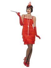 Load image into Gallery viewer, Flapper Costume, Red, with Short Dress
