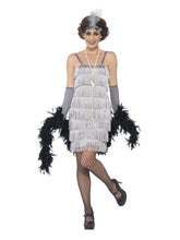 Load image into Gallery viewer, Flapper Costume, Silver, with Short Dress
