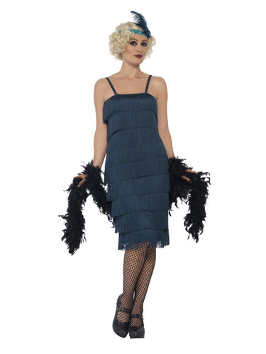 Flapper Costume, Teal Green, with Long Dress