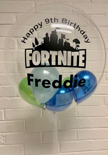 Personalised Fortnite Bubble Balloon with Mini Balloons