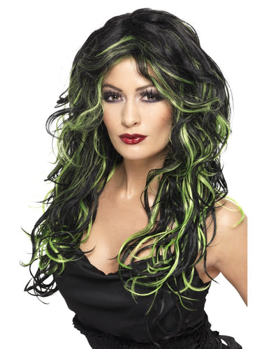 Gothic Bride Wig, Green & Black