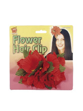 Load image into Gallery viewer, Hawaiian Flower Hair Clip, Red Alternative View 1.jpg
