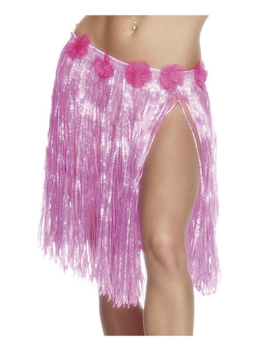 Hawaiian Hula Skirt, Neon Pink