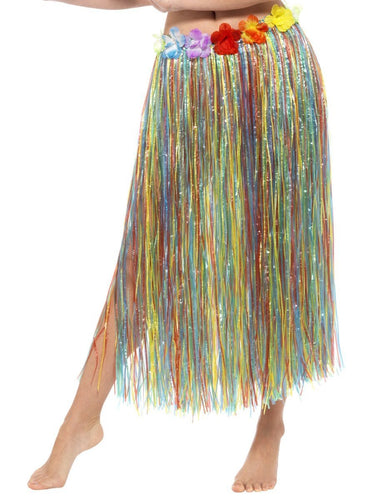 Hawaiian Hula Skirt with Flowers, Multi-Coloured