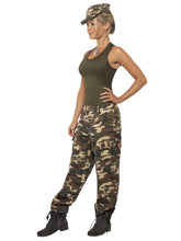 Load image into Gallery viewer, Khaki Camo Deluxe Costume, Female Alternative View 1.jpg
