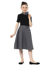 Load image into Gallery viewer, Kids Black 50s Polka Dot Skirt
