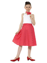 Load image into Gallery viewer, Kids Red 50s Polka Dot Skirt
