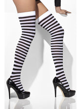Load image into Gallery viewer, Opaque Hold-Ups, Black &amp; White, Striped
