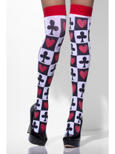Load image into Gallery viewer, Opaque Hold-Ups, White, Poker Pattern
