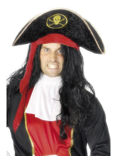 Load image into Gallery viewer, Pirate Hat, Black, with Skull and Crossbones Alternative View 1.jpg
