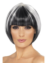 Load image into Gallery viewer, Quirky Bob Wig, Black with White Streaks
