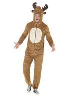 Reindeer Costume, Brown, with Hooded Jumpsuit