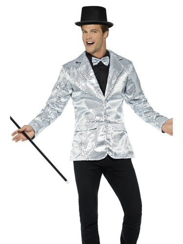 Sequin Jacket, Mens, Silver