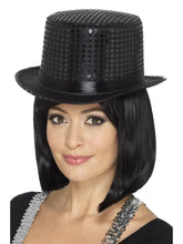 Load image into Gallery viewer, Sequin Top Hat, Black Alternative View 1.jpg
