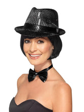 Load image into Gallery viewer, Sequin Trilby Hat, Black
