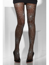 Load image into Gallery viewer, Tights, Black, Spiderweb Print Alternative View 2.jpg
