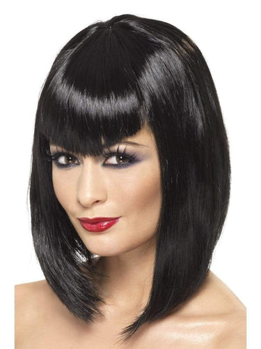 Vamp Wig, Black, Short with Fringe